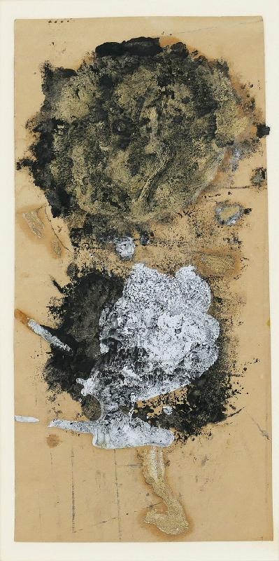 Artwork by Hermann Glöckner, O.T. (Kreisformationen), Made of Mischtechnik, Tusche, Silber- und Goldfarbe