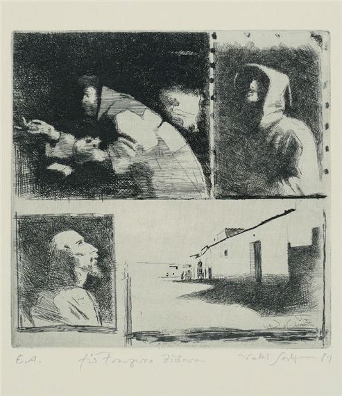 Für Francisco Zurbarán ; Haynewalder Umzug by Volker Stelzmann, 1974/1981