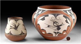 Two Zia Pottery Jars w/ Birds - Juanita Shije