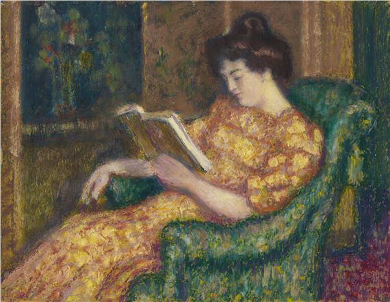 Femme assise lisant by Georges Lemmen, circa 1908