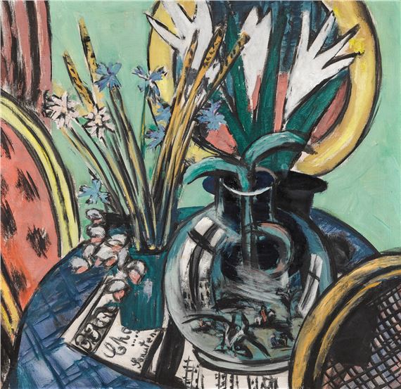 Stilleben mit grosser Glaskugel und Kornähren (Still Life with Large Glass Ball and Ears of Corn by Max Beckmann, 1934