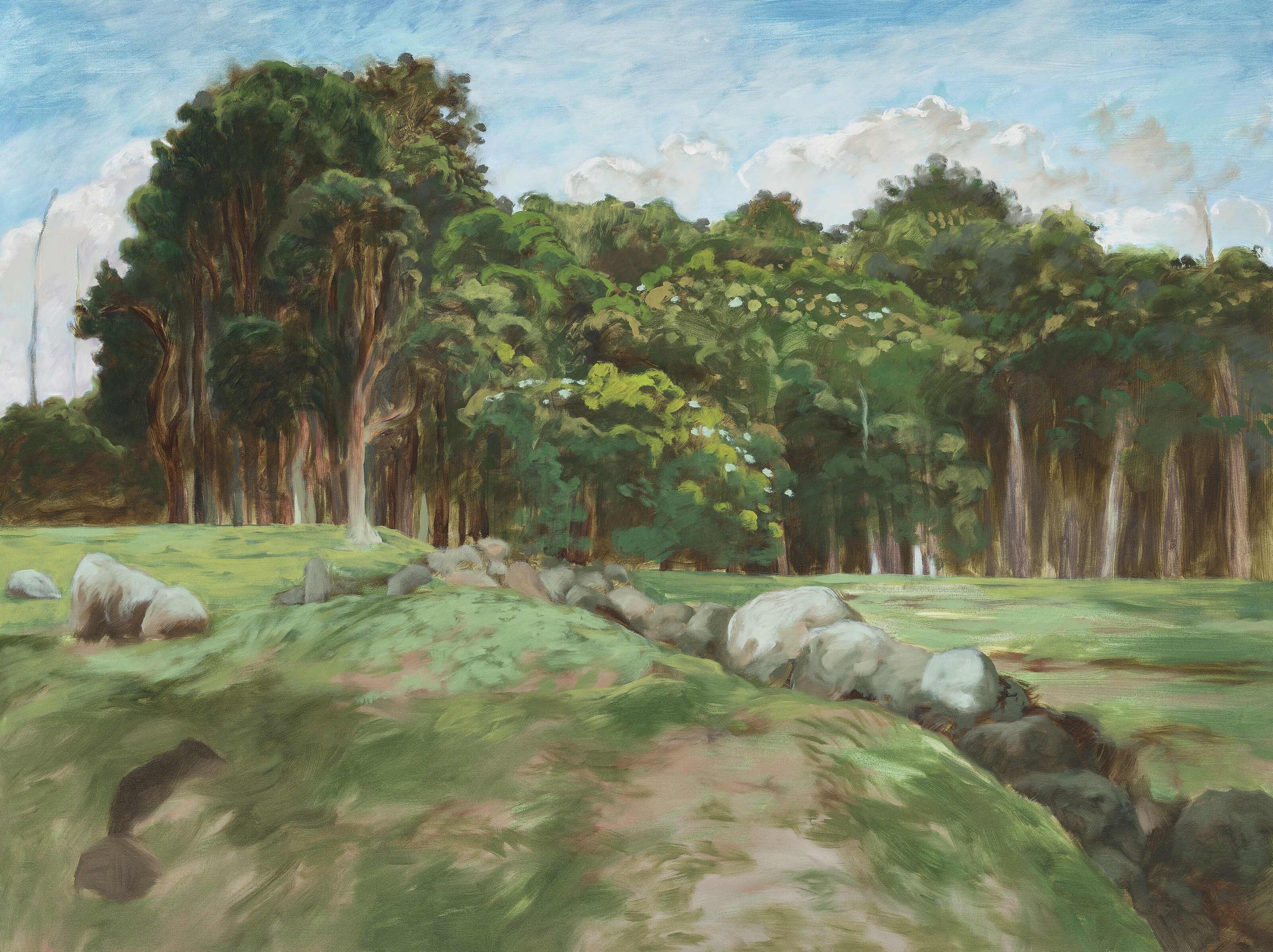 Artwork by Stephen Wong Chun Hei, A group of trees at Shing Mun Reservoir, Made of acrylic on canvas