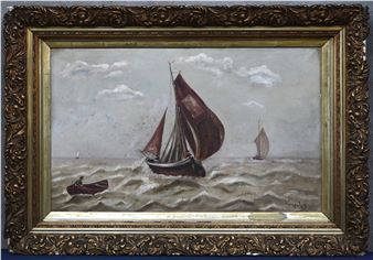 Zeezicht”. Een schilderij, olieverf op doek, onderaan gesigneerd en gedateerd 1911 - A. Vermeulen