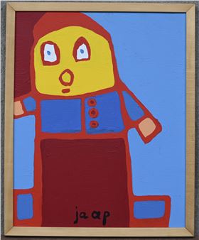 Portretje”. Een schilderij, olieverf op doek. “Kunst & Vliegwerk”. Verso gelabeld - Jaap Den Hollander