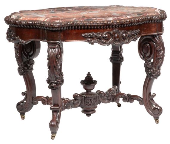 Alexandre Roux | American Rococo Carved Mahogany Turtle Top Center ...