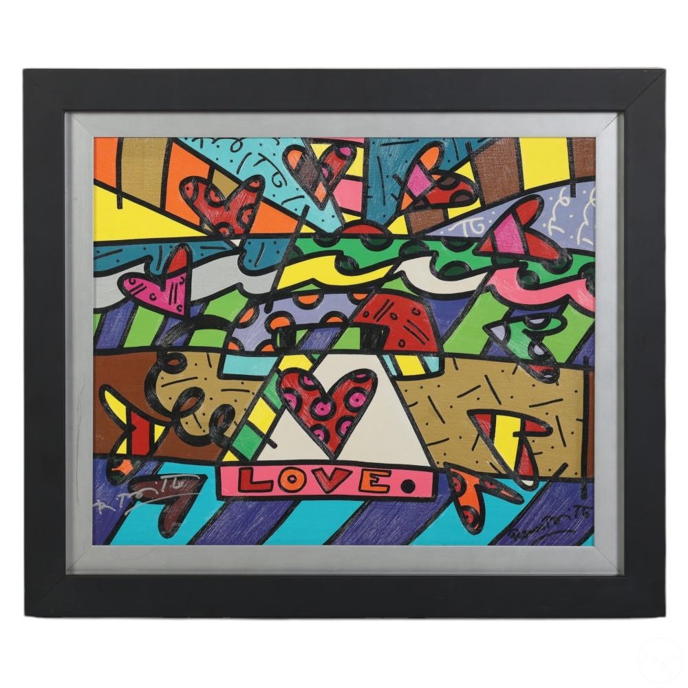 Romero Britto | Romero Britto b.1953 Love Giclee on Canvas SIGNED ...