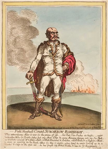 Field-Marshall Count Suwarrow - Romoniskoy by James Gillray, January 1797