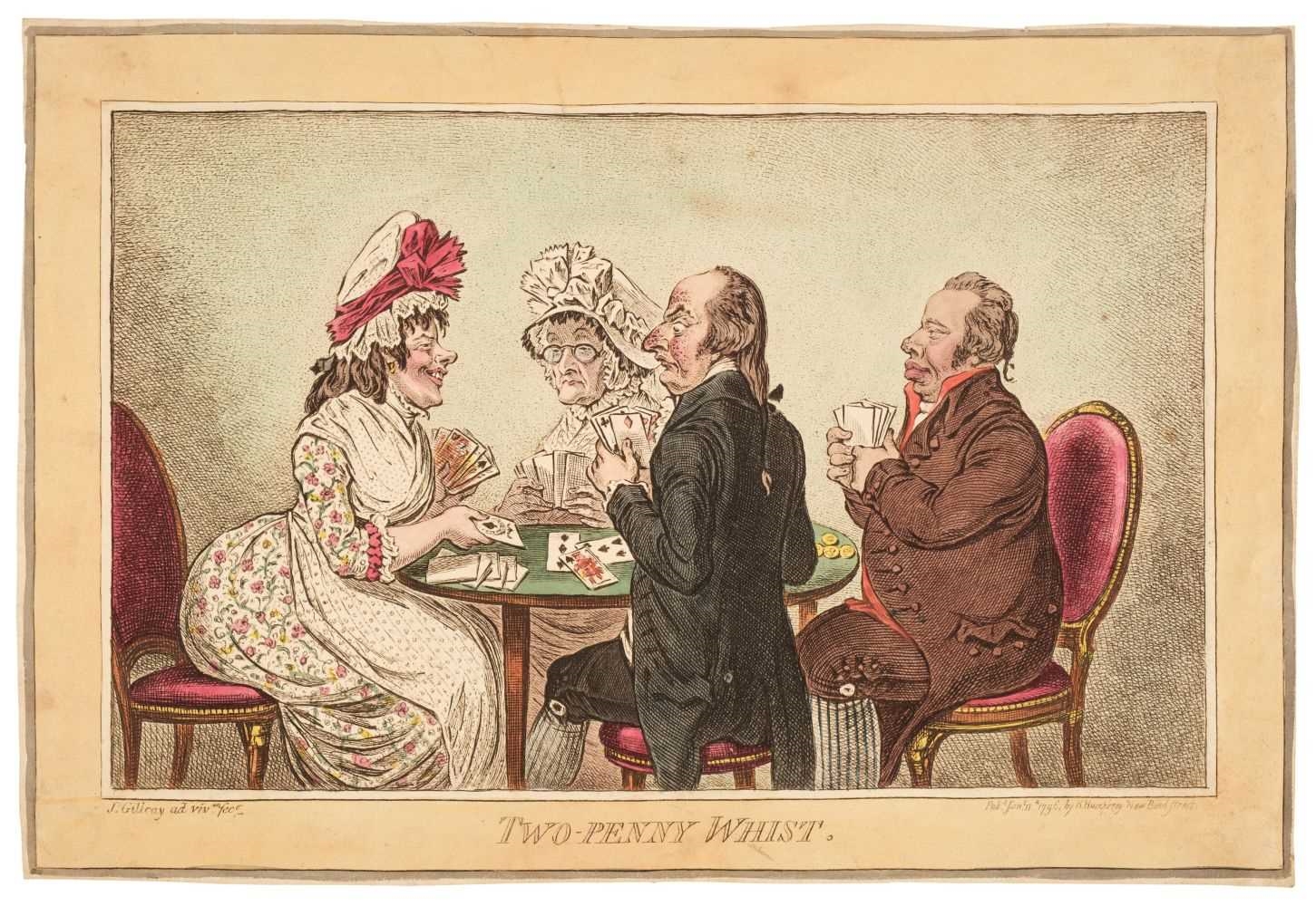 Artwork by James Gillray, Two Penny Whist, Made of etching