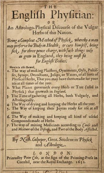 Peter Cole | The English Physitian (1652) | MutualArt