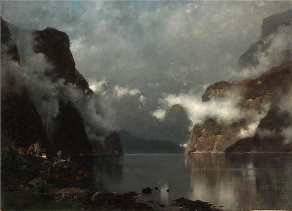 Georg Anton Rasmussen | Sunshine on a small house in a mountain ...