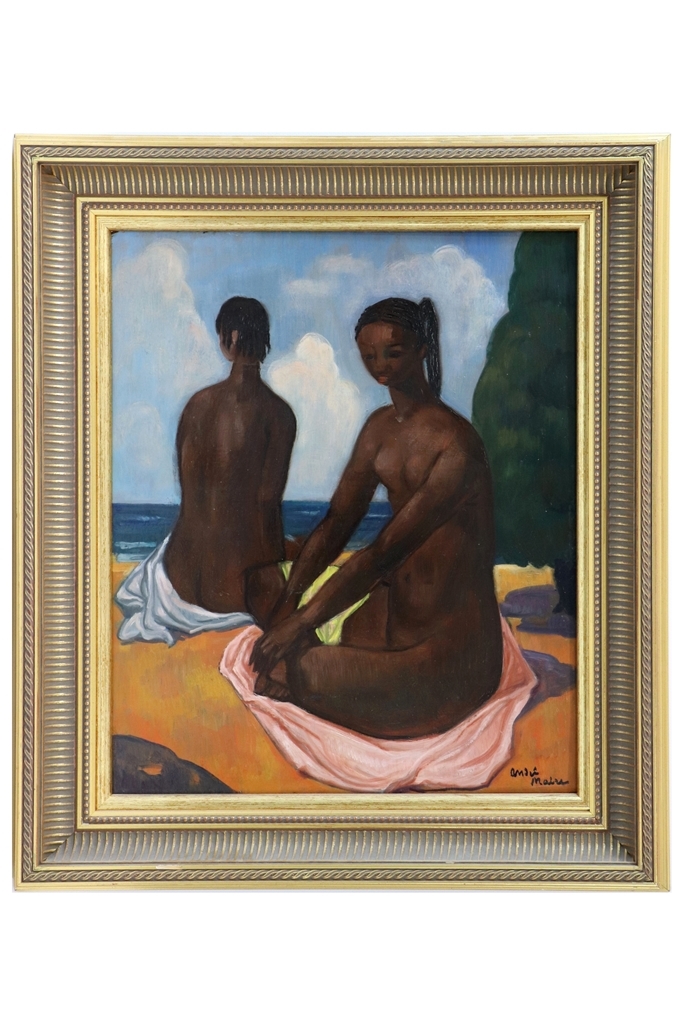 Artwork by André Maire, Femmes assises en bord de mer, Made of oil on panel