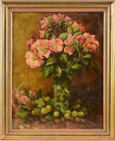 Stilleven met bloemen”. Olieverf op doek. Gesigneerd by Léopold Dykers