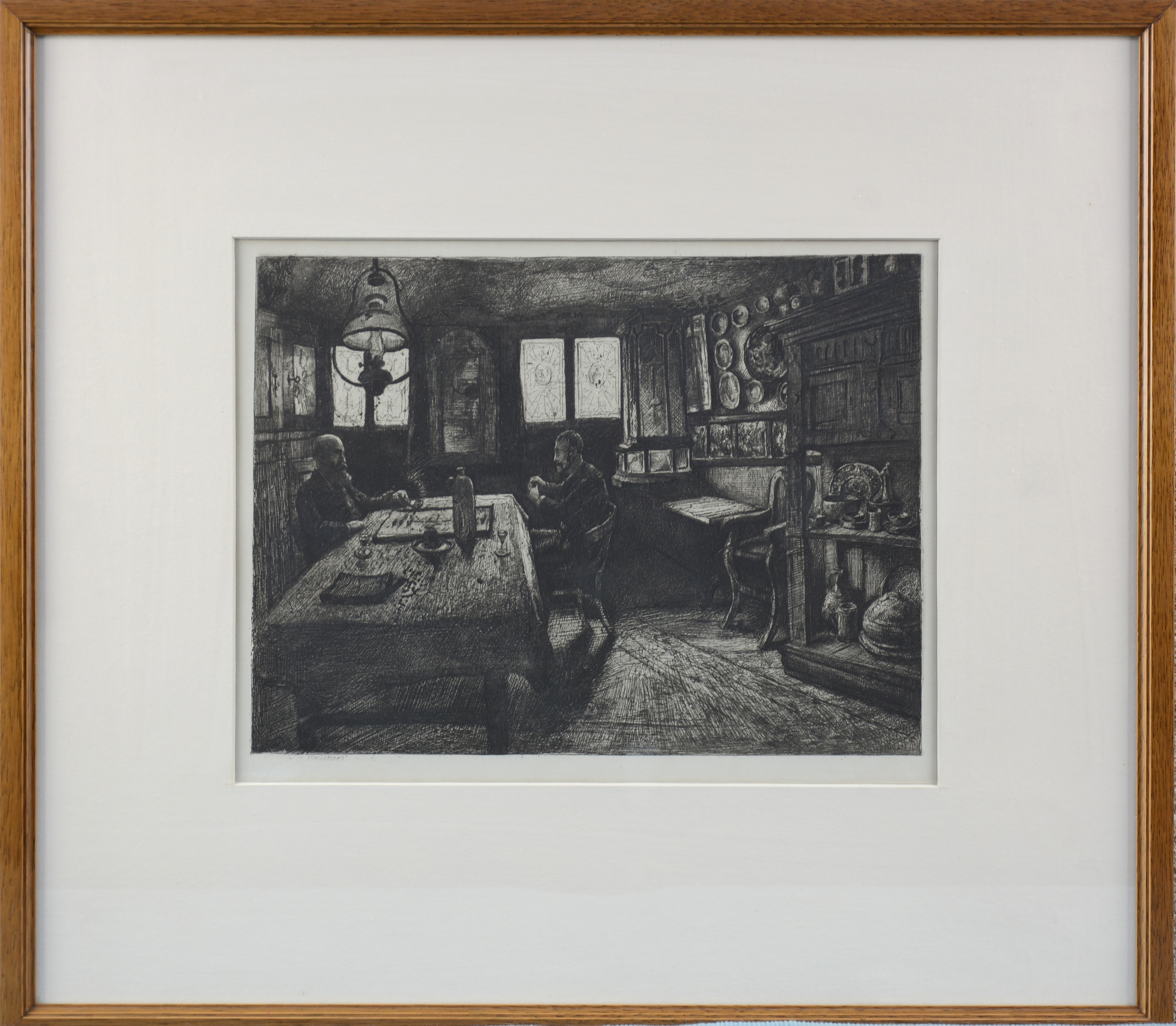 Léon Brunin | Spelende mannen in een interieur”. Een zeefdruk naar een ...
