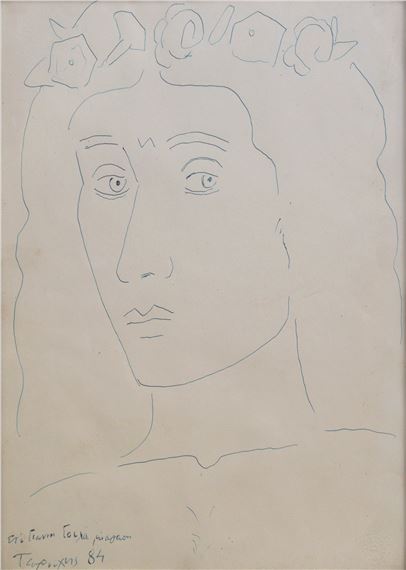 Portrait of a young man by Yannis Tsarouchis, dated 84