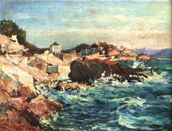 Paul Alphonse MARSAC (1865-?) A corner of the Corniche, evening effect by Paul Alphonse Marsac, 1910