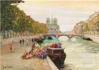 MAURICE JOHN DUBOIS (FRENCH 20TH CENTURY) NOTRE DAME FROM THE SEINE, PARIS - Maurice Dubois