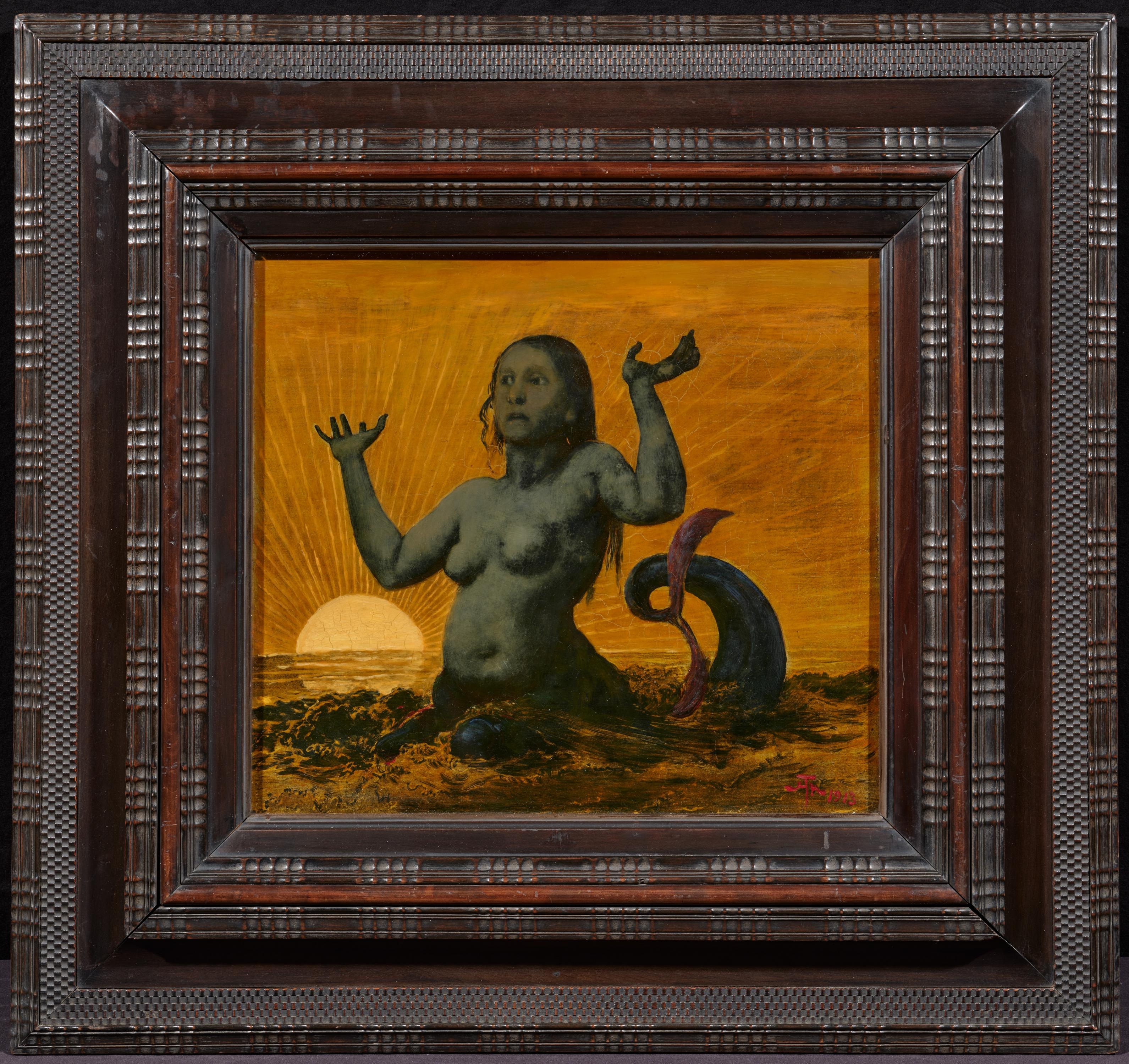 Artwork by Hans Thoma, Meereserwecken, Made of Oil on metal plate