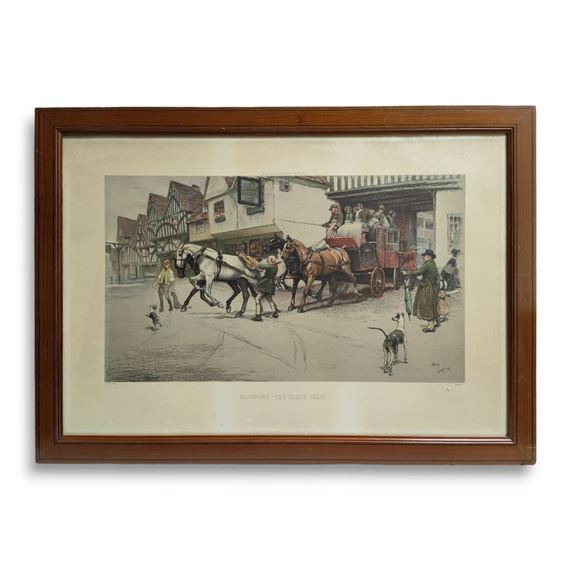 d'après Cecil ALDIN Morning - The fresh team  anglaise  à vue (traces d'humidité by Cecil Aldin