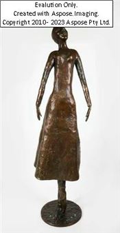 Ballerina, ligiertes Künstlermonogramm zweifach rückseitig: MM, vollplastische Bronzefigur, auf runder Plinthe, dunkle Patina, Höhe ca.65,5 cm, Breite ca.18 cm, Tiefe ca.14,5 cm Ruf 600 - Meta Mettig-Ellenberger
