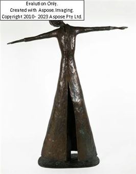 Derwisch, ligiertes Künstlermonogramm rückseitig: MM, vollplastische Bronzefigur, auf ovaler Plinthe, dunkle Patina, Höhe ca.67 cm, Breite (Armspannweite) ca.55 cm, Tiefe ca.10,5 cm Ruf 600 - Meta Mettig-Ellenberger