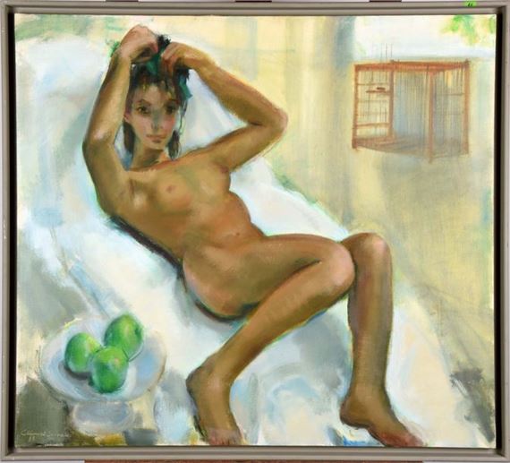 Nu allongé, daté 1988 by Clement Serneels, circa 1988