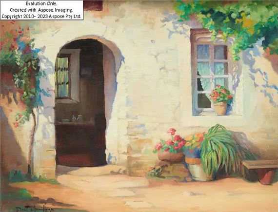 Cottage doorway;  oil on canvas by Robert Chailloux