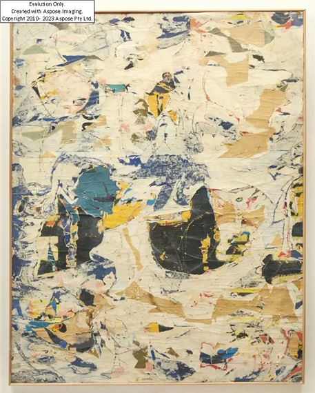 décollage and vinavil on canvas by Mimmo Rotella, 1958