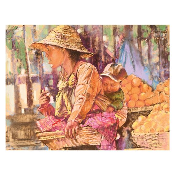 Mujer birmana en el mercado by Jose Luis Fuentetaja, 2005