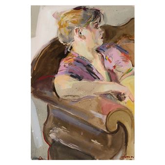 Mujer sedente sobre sofá - Frederic Cabanas