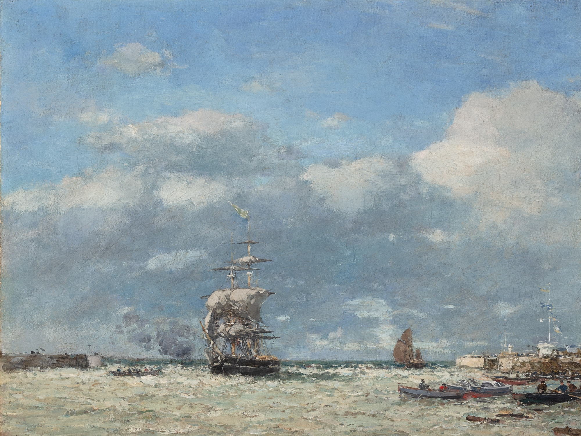 Artwork by Georges Petit, Entree du Port du Havre, Made of Oil on canvas