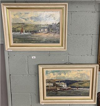 Pair of oils on board - Harbour scenes by John Neale - Approx IS: 49cm x 31cm - John Neale