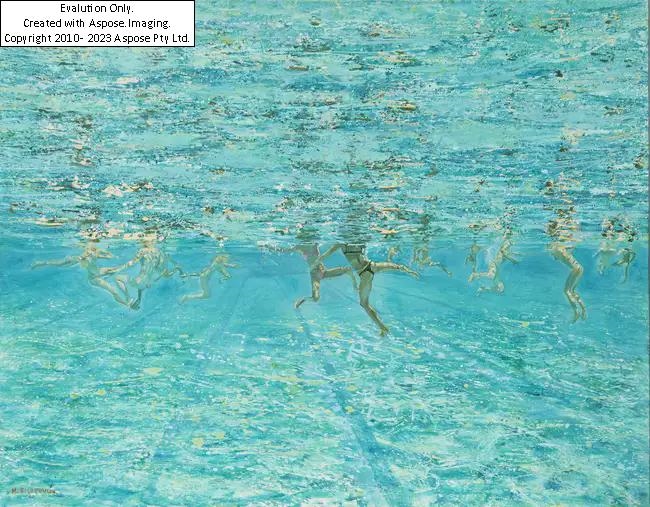 Artwork by Maria Filopoulou, Swimmers; oil on canvas, Made of oil on canvas