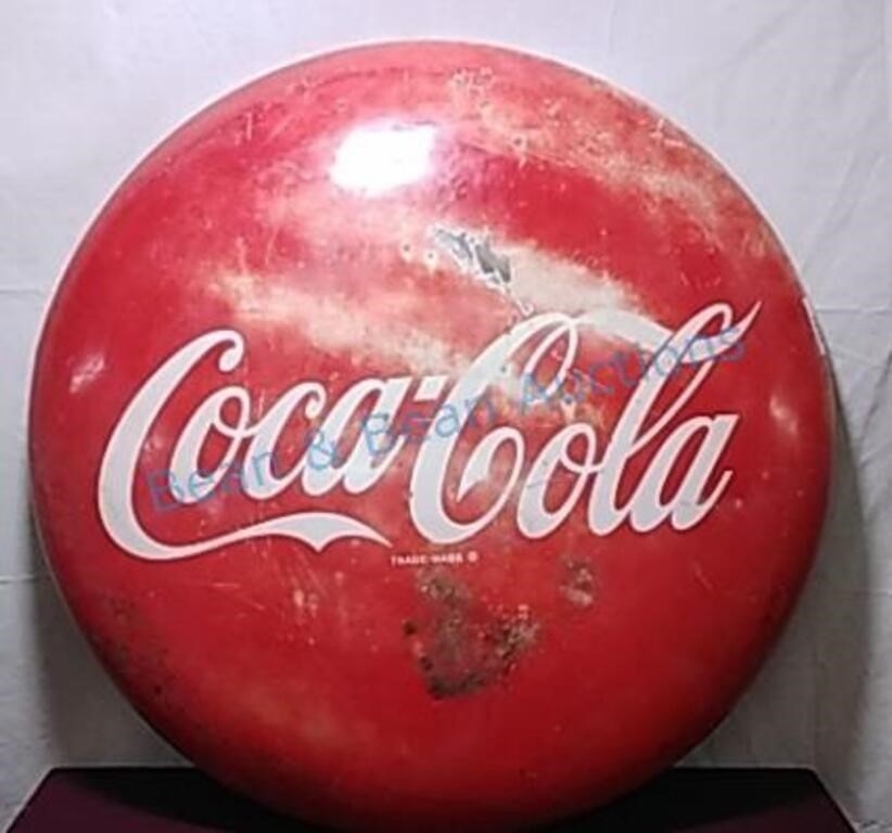 Coca Cola | 36 inch metal coca cola button sign | MutualArt