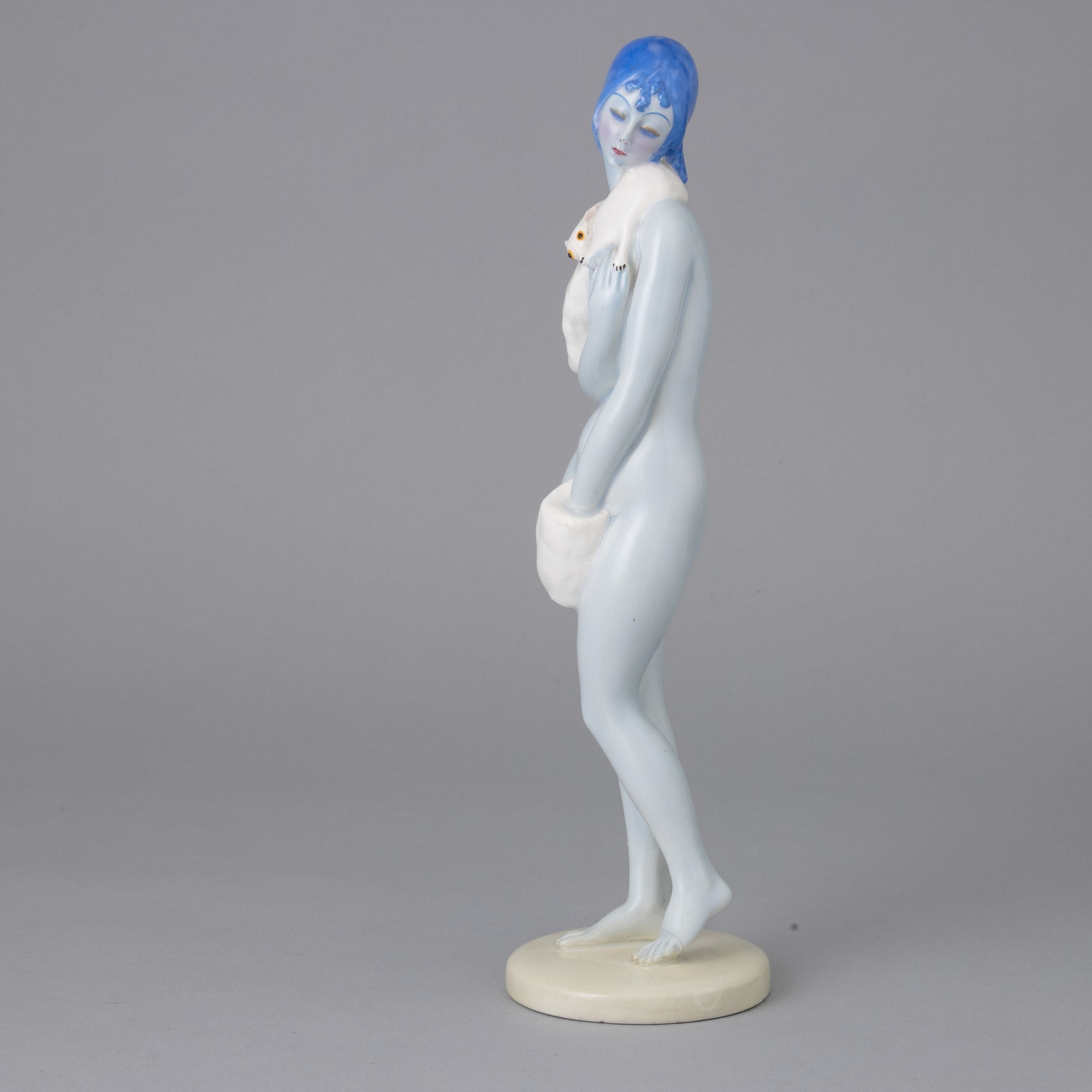 Artwork by Mario Sturani, Lenci, Torino 1930 Nudino con pelliccia