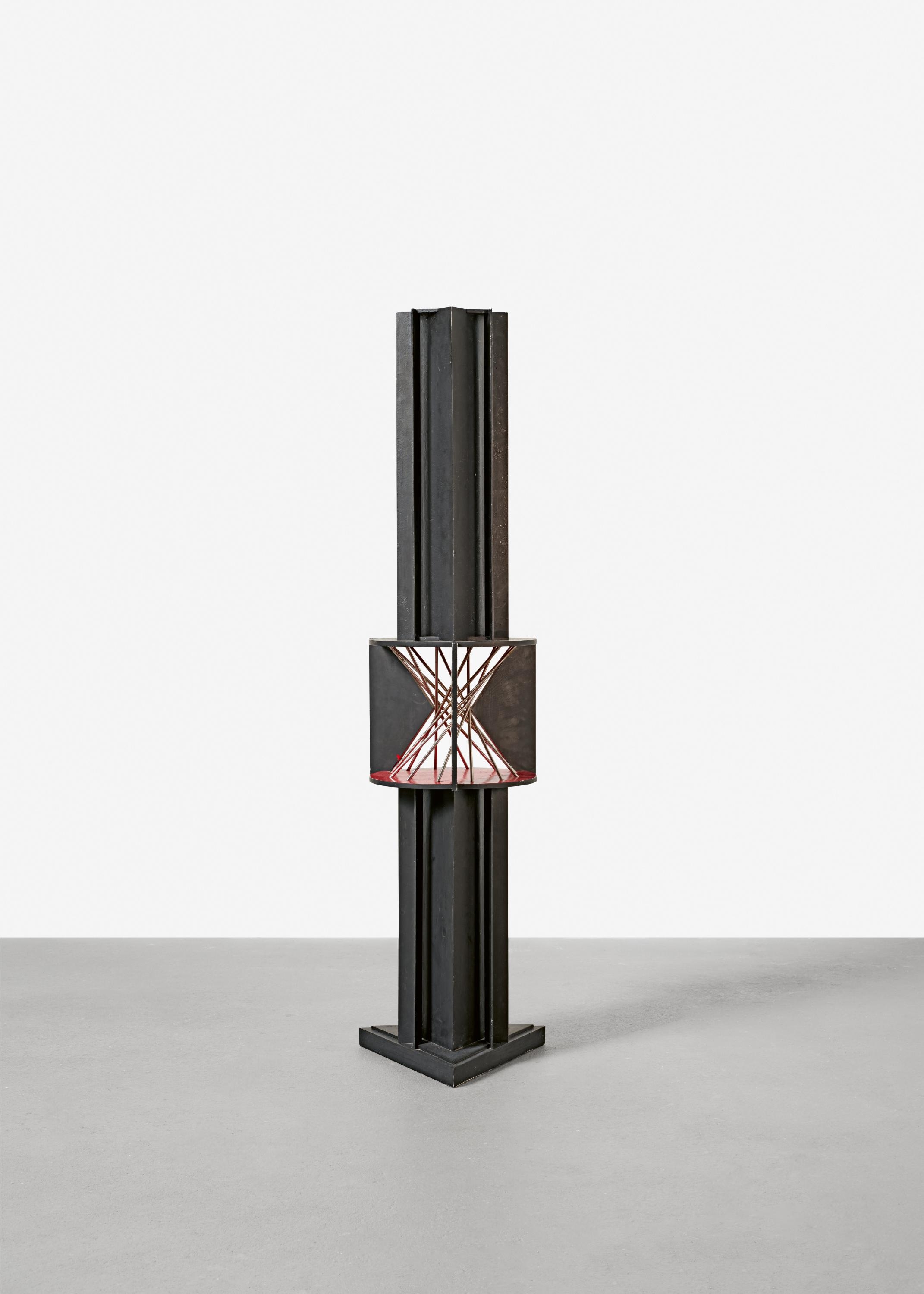 Artwork by Hans Uhlmann, Turm der Vergänglichkeit, Made of Chrome-nickel steel, polychromed