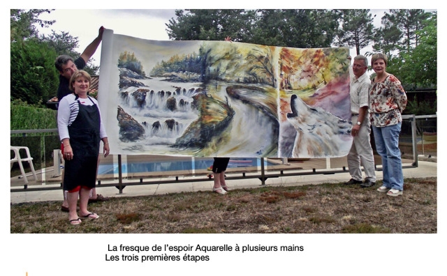 Artwork by Brigitte Decker, La fresque du Téléthon, Made of watercolor