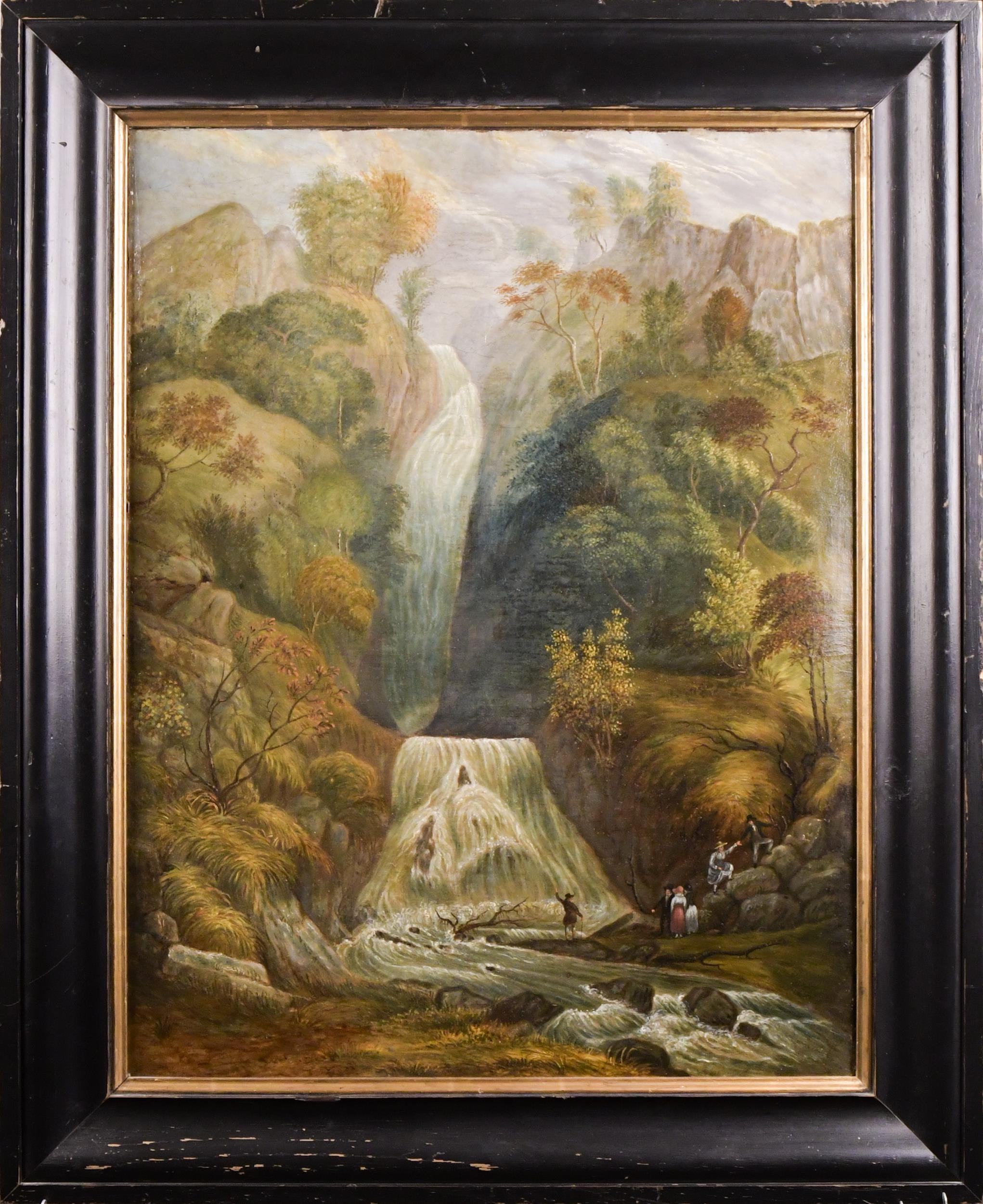 English School, 18th Century | Waterfall with figures | MutualArt