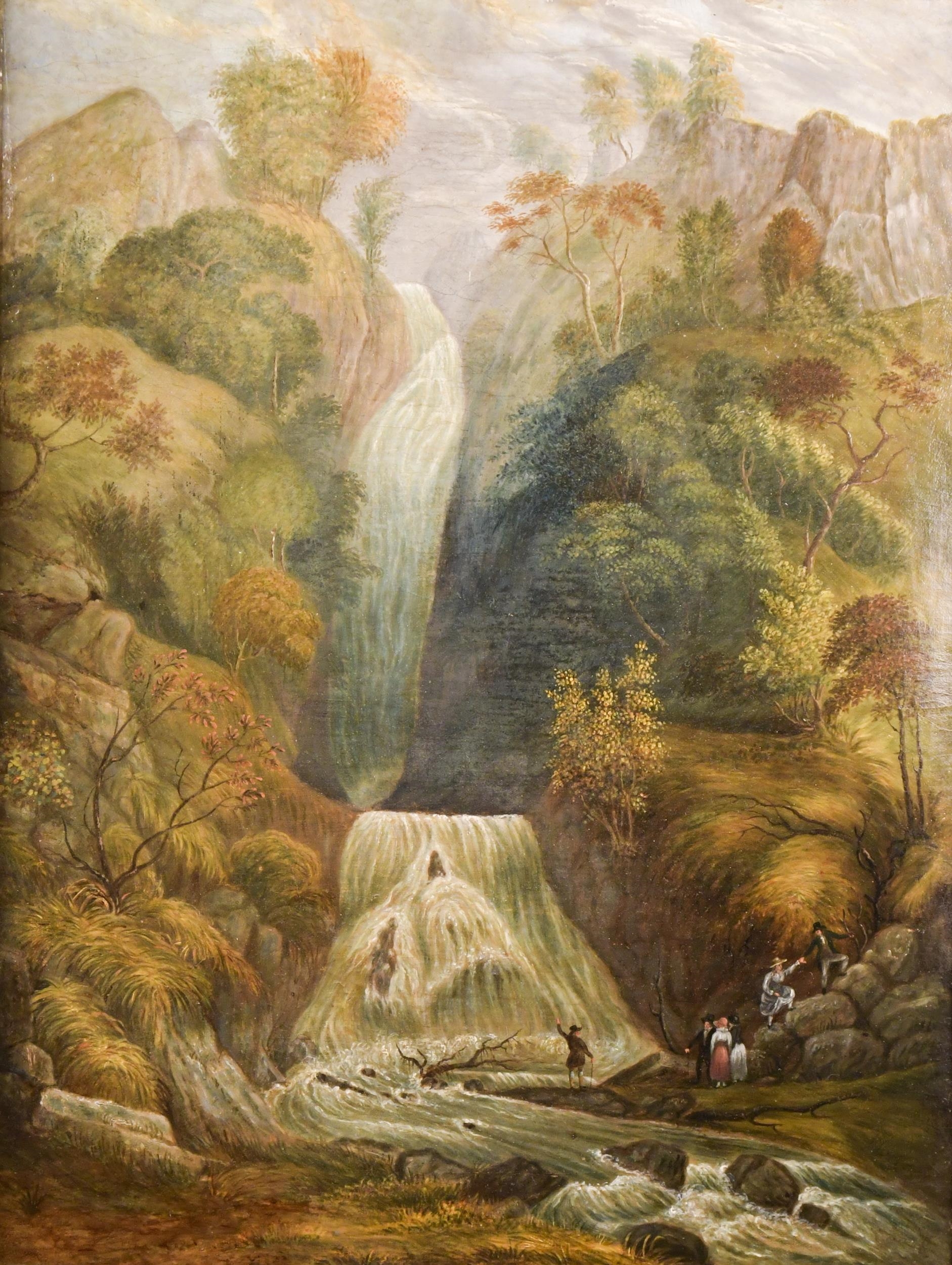 English School, 18th Century | Waterfall with figures | MutualArt