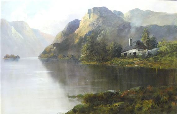 Scottish loch at sunset by W. Richards