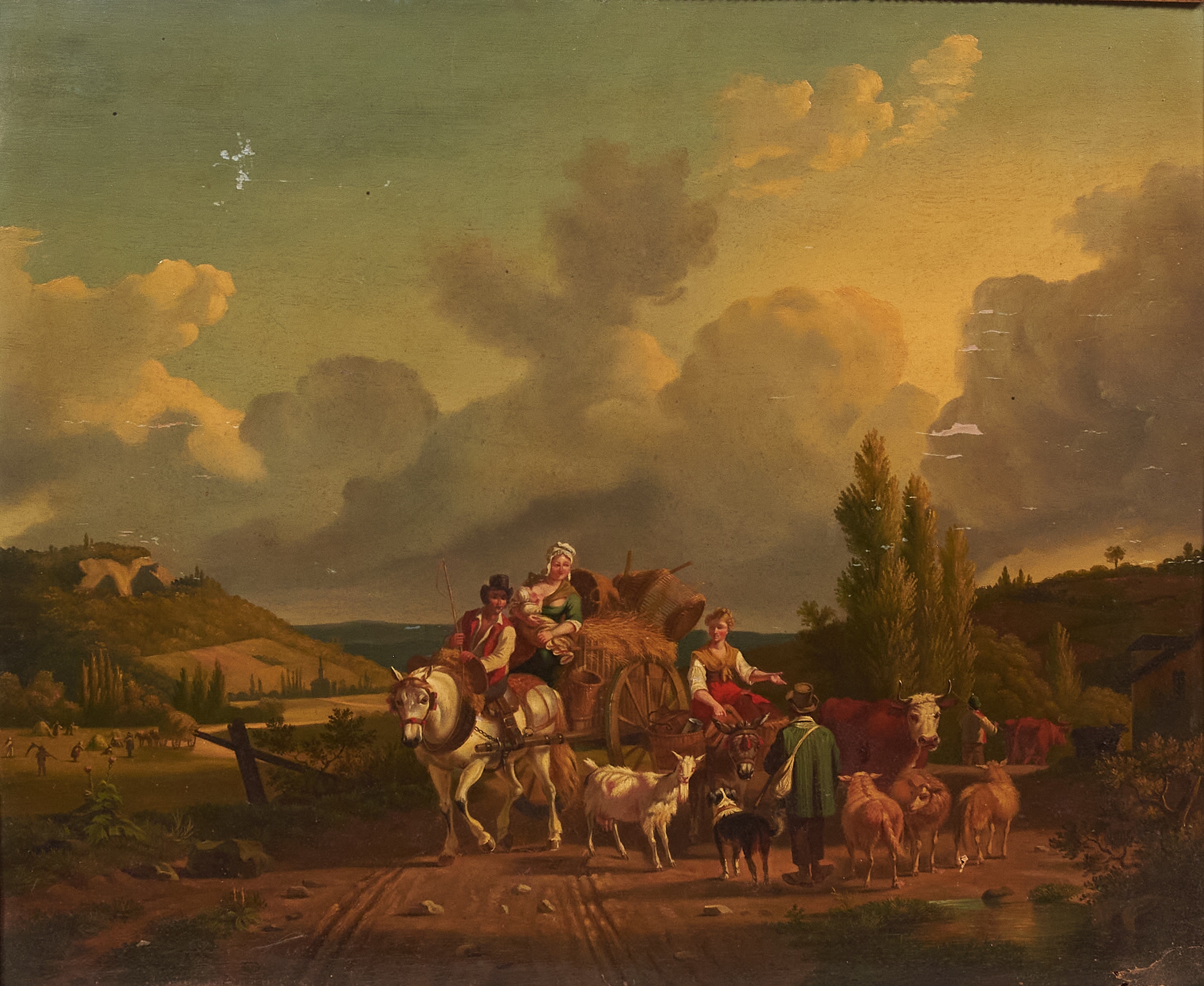 Artwork by Jean Francois Demay, Les voyageurs sur une route de campagne, Made of Oil on canvas