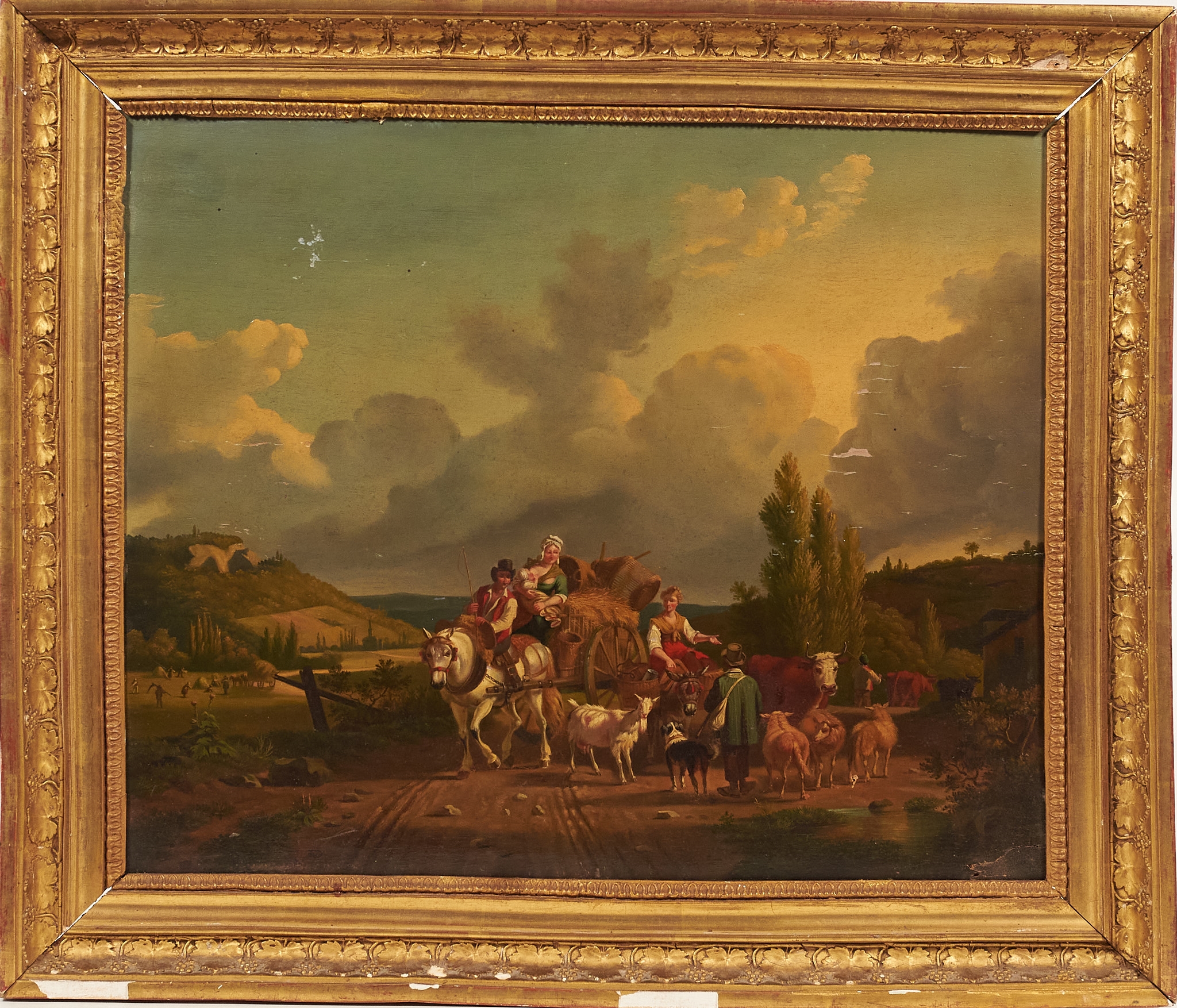 Artwork by Jean Francois Demay, Les voyageurs sur une route de campagne, Made of Oil on canvas