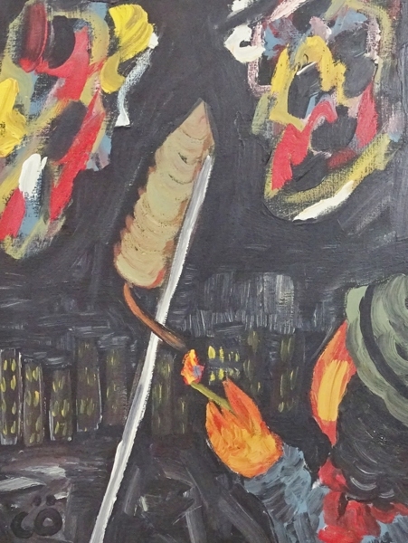 Artwork by Calle Örnemark, New Year's rocket, Made of Oil painting on canvas