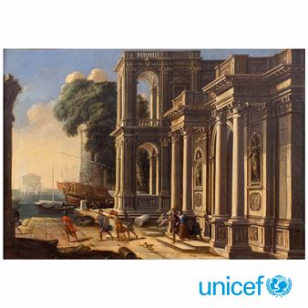 Aeneas and Dido leave the palace of Carthage - Alessandro Salucci