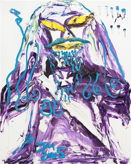 DIE CHEFIN ”Yellow-belli” der KÄSEREI-MEESE im MILCHSHAKETUM des Hohen NORDEN's gelb (Monopolizei Kokain II)”. 2005 by Jonathan Meese, 2005