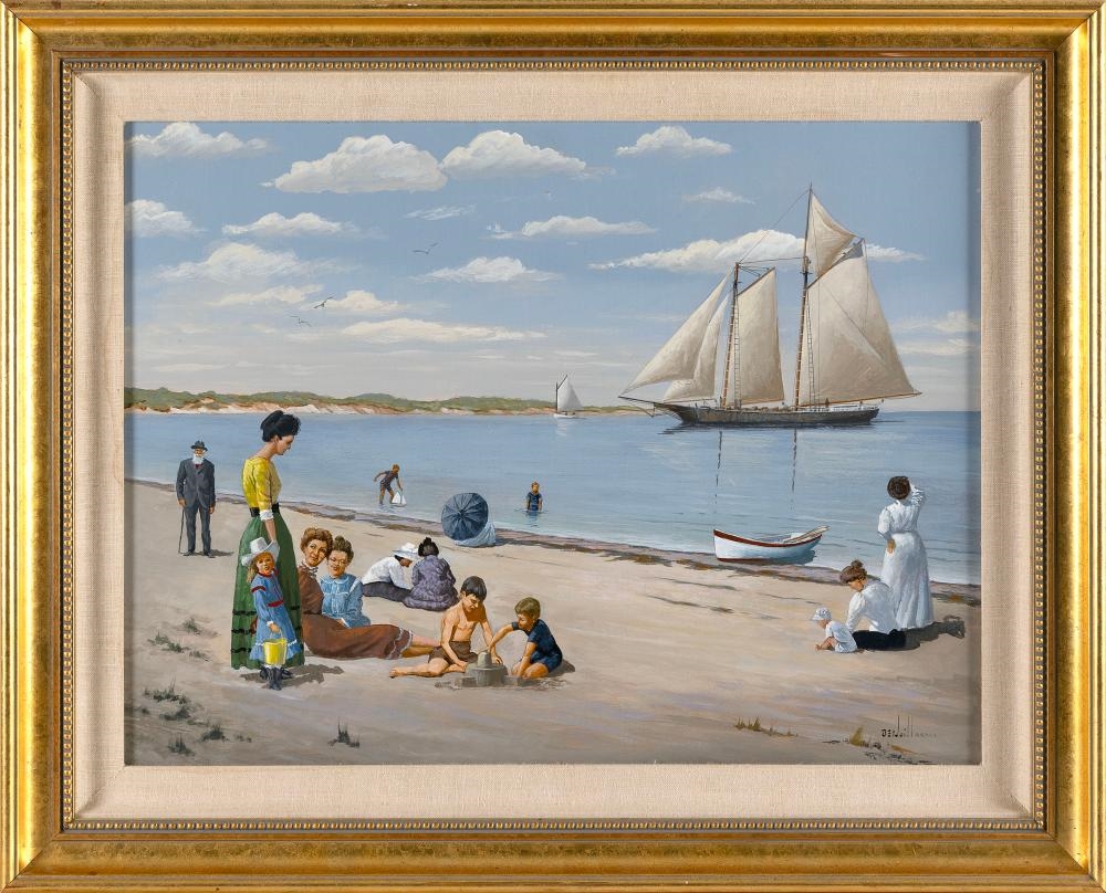 Artwork by Ben Neill, Schooner Coasting In  - Schooner Alice Wentworth Built 1863, Made of Oil on masonite