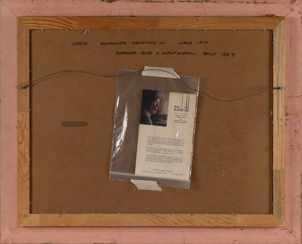 Artwork by Ben Neill, Schooner Coasting In  - Schooner Alice Wentworth Built 1863, Made of Oil on masonite