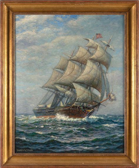 A full-rigged ship under sail by James Gale Tyler