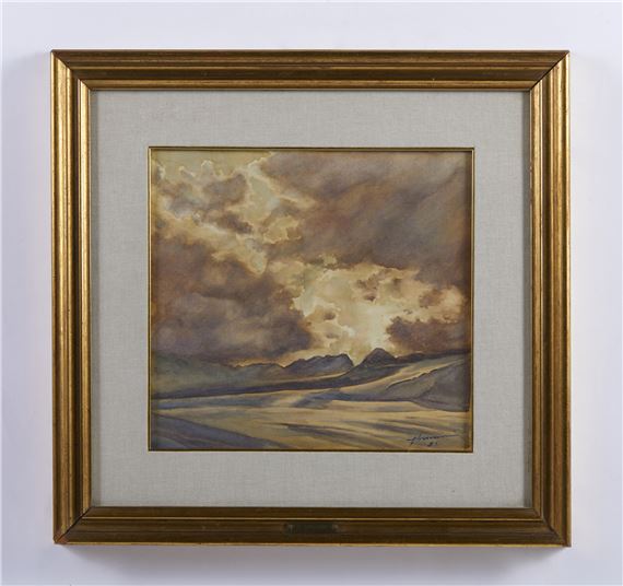 Mountain landscape by Fausto Borrani, dated 1981