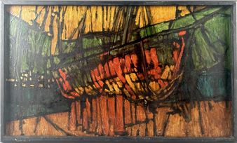 Abstract in oranges and greens - Irma René Koen