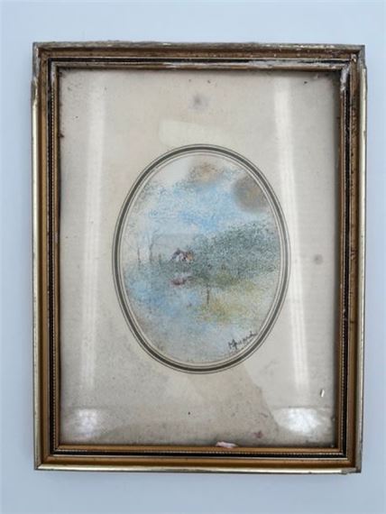 Paysage lacustre avec une maison - Léo Massard